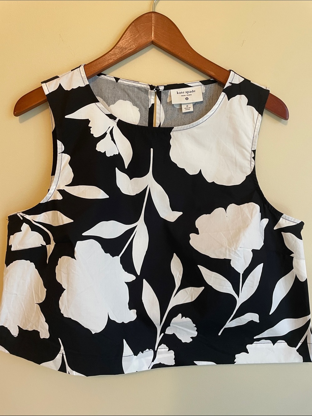 kate spade Black & White Floral Crop Top